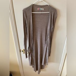 Free people long cardigan mauve taupe size small